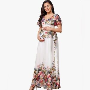 Black maternity maxi dress.